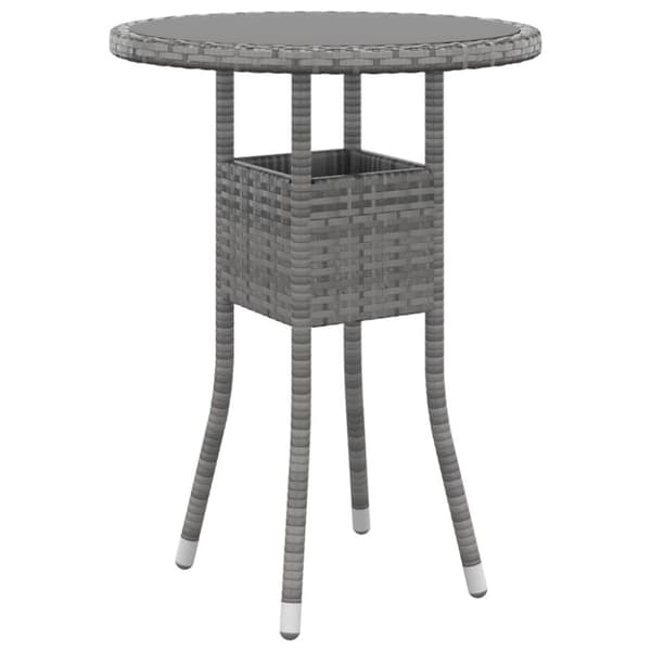 vidaXL havebord Ø60x75 cm hærdet glas og polyrattan grå