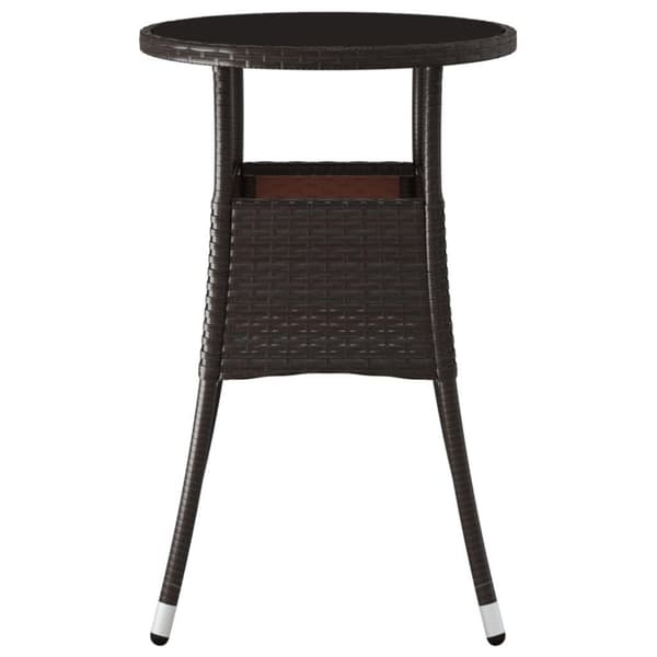 vidaXL havebord Ø60x75 cm hærdet glas og polyrattan brun