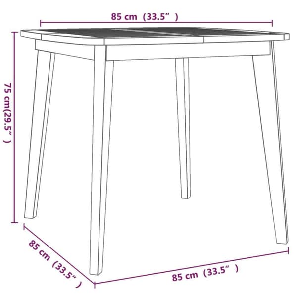 vidaXL havebord 85x85x75 cm massivt akacietræ