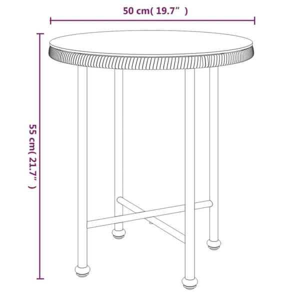 vidaXL spisebord Ø50 cm hærdet glas og stål