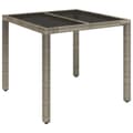 Miniatyrbillede 2 af 7: vidaXL havebord med glastop 90x90x75 cm polyrattan grå