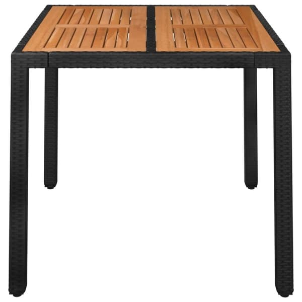vidaXL havebord med træplade 90x90x75 cm polyrattan sort