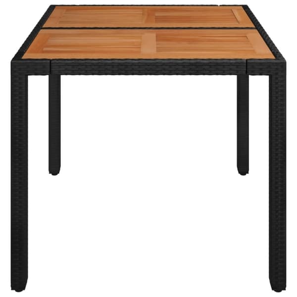 vidaXL havebord med træplade 90x90x75 cm polyrattan sort