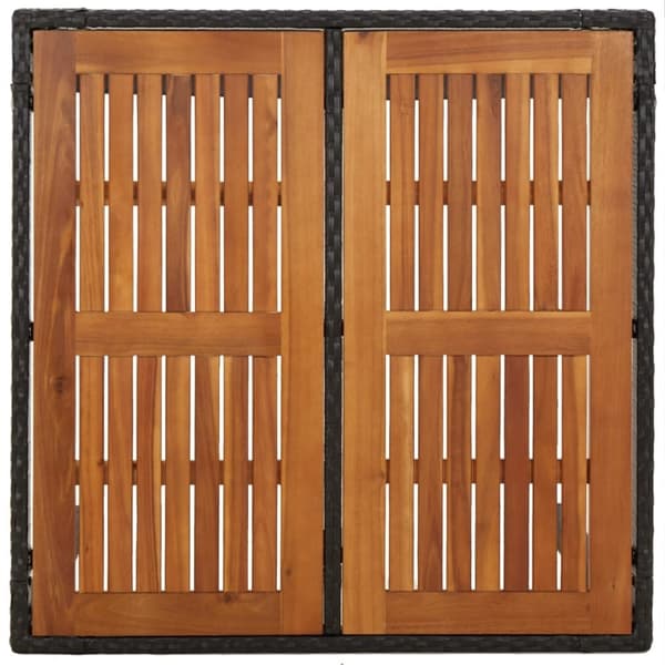 vidaXL havebord med træplade 90x90x75 cm polyrattan sort