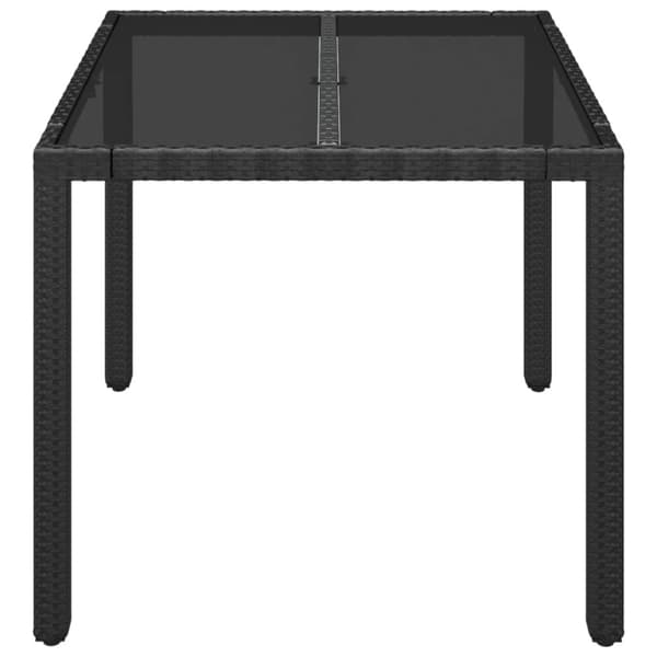 vidaXL havebord med glastop 90x90x75 cm polyrattan sort