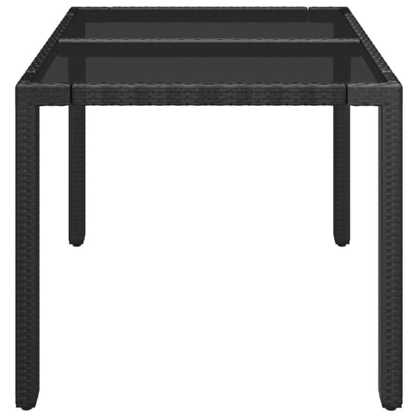 vidaXL havebord med glastop 90x90x75 cm polyrattan sort