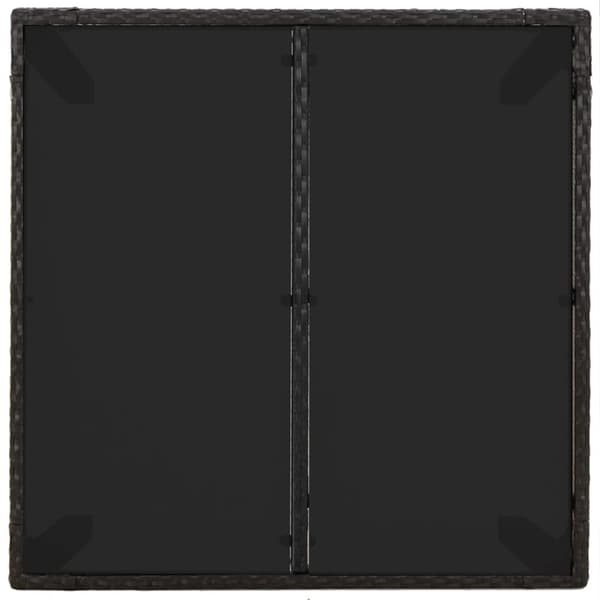 vidaXL havebord med glastop 90x90x75 cm polyrattan sort