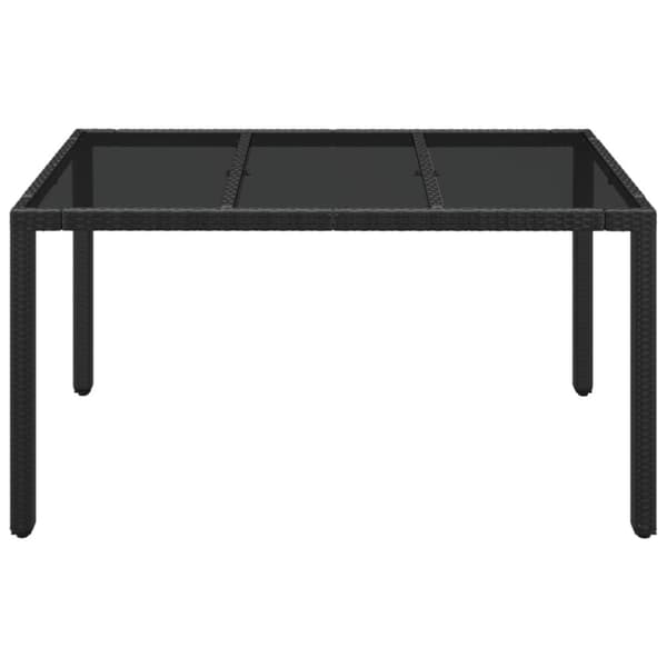 vidaXL havebord med glastop 150x90x75 cm polyrattan sort