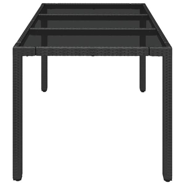 vidaXL havebord med glastop 150x90x75 cm polyrattan sort