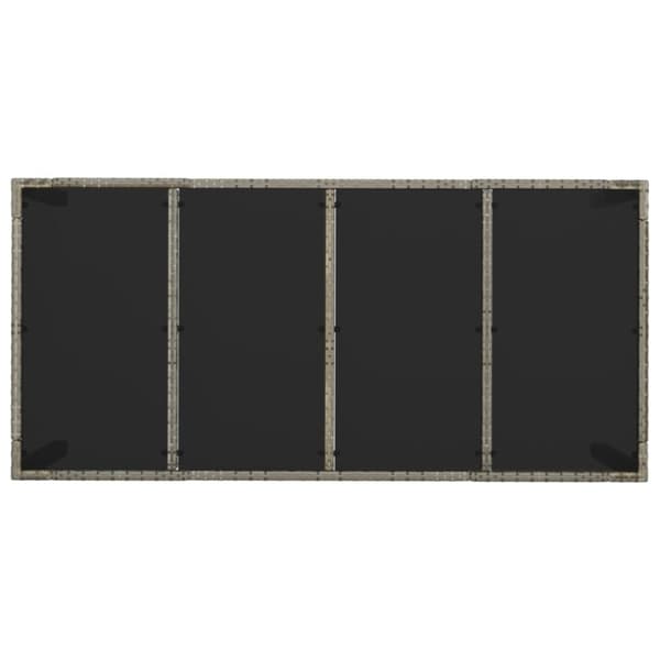 vidaXL havebord med glastop 190x90x75 cm polyrattan grå