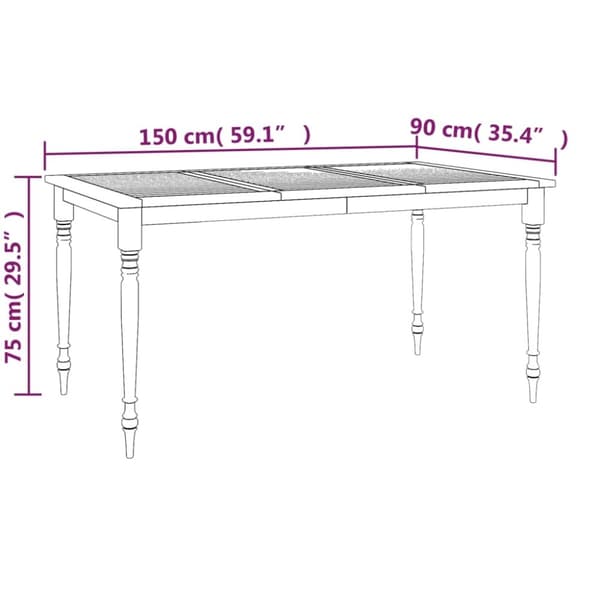 vidaXL Bataviabord 150x90x75 cm massiv teak