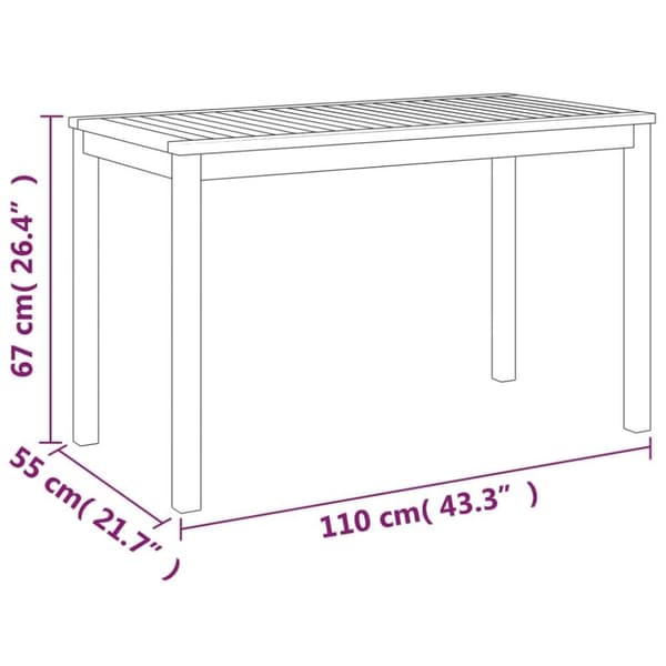 vidaXL havebord 110x55x67 cm massivt akacietræ