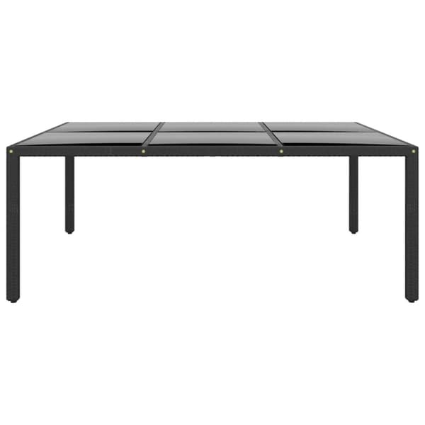 vidaXL Hagebord 200x150x75 cm herdet glass og polyrotting svart