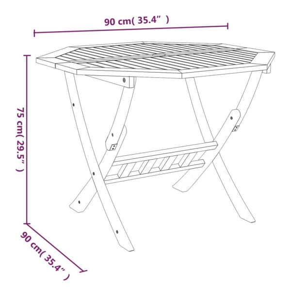 vidaXL Kokoontaittuva puutarhapöytä 90x75 cm täysi akaasiapuu