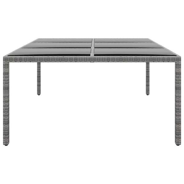 vidaXL havebord 200x150x75 cm hærdet glas og polyrattan grå