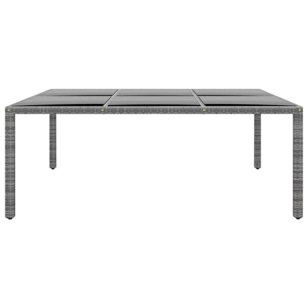 vidaXL havebord 200x150x75 cm hærdet glas og polyrattan grå