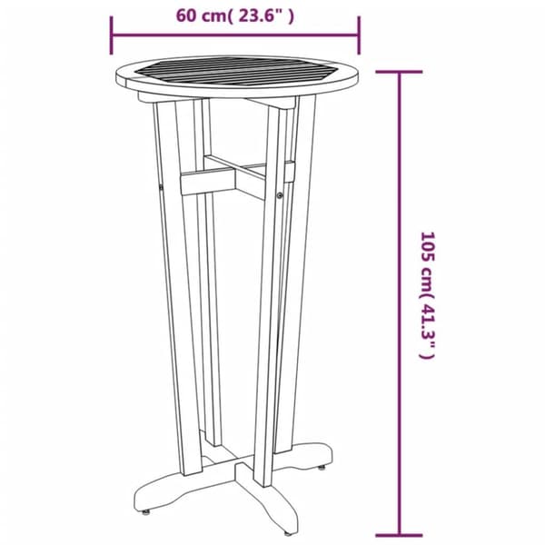 vidaXL Ulkobaaripöytä Ø60x105 cm täysi akasiapuu