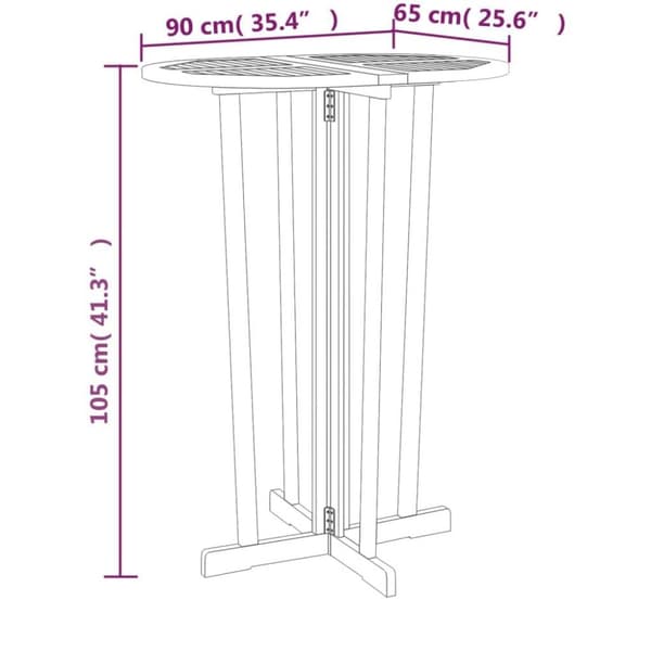 vidaXL foldbart barbord 90x65x105 cm massivt teaktræ