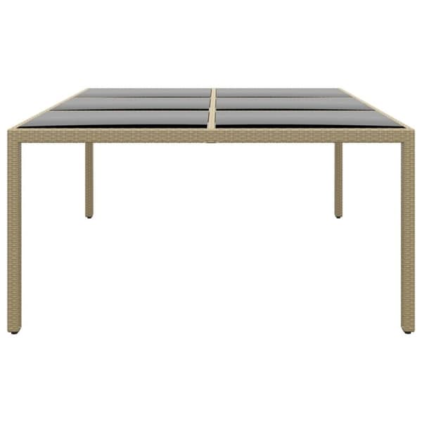 vidaXL havebord 200x150x75 cm hærdet glas og polyrattan beige
