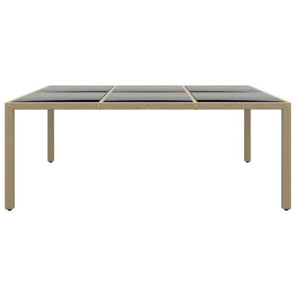 vidaXL havebord 200x150x75 cm hærdet glas og polyrattan beige