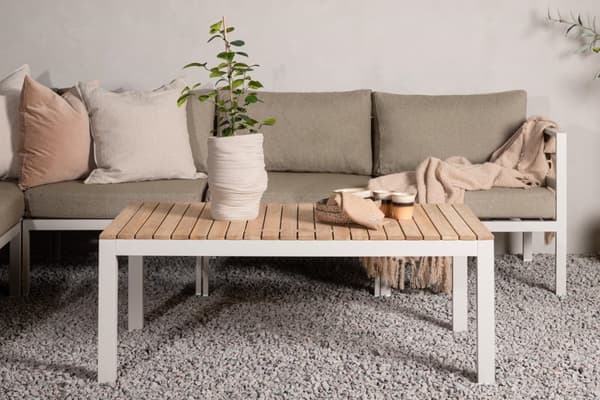 Brasilia sofabord beige, teak.