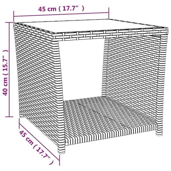 vidaXL havebord med glasbordplade polyrattan og hærdet glas sort