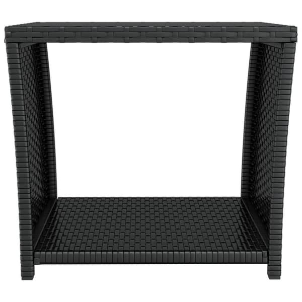 vidaXL havebord med glasbordplade polyrattan og hærdet glas sort