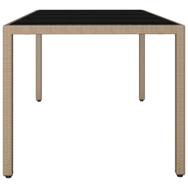 vidaXL havebord med glasbordplade polyrattan og hærdet glas beige