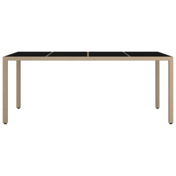 vidaXL havebord med glasbordplade polyrattan og hærdet glas beige