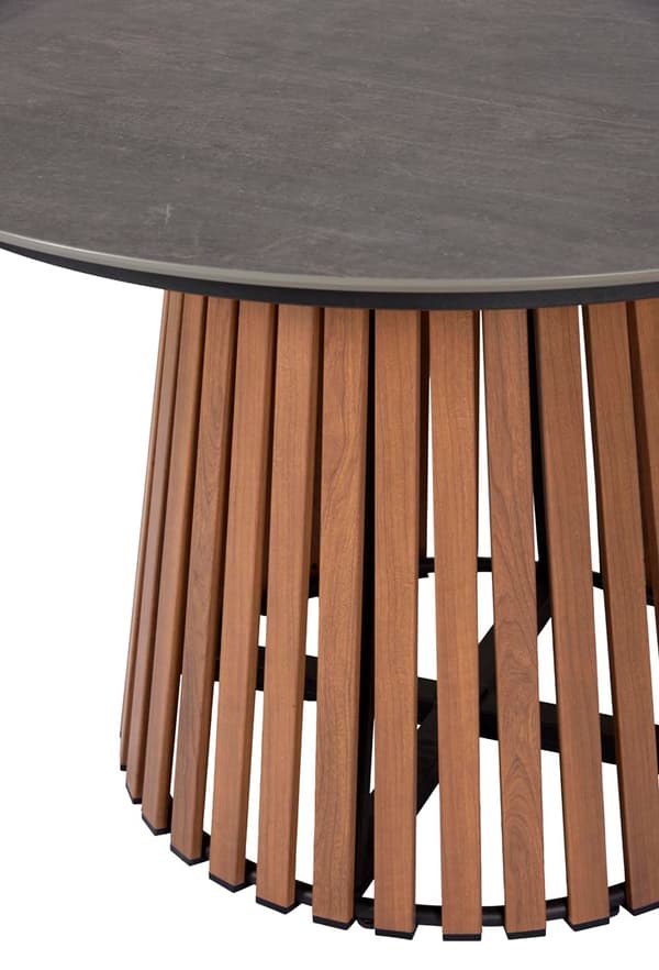 Max trädgårdsbord Ø115cm teak, grå.