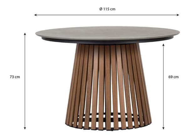 Max hagebord Ø115cm teak, grå.