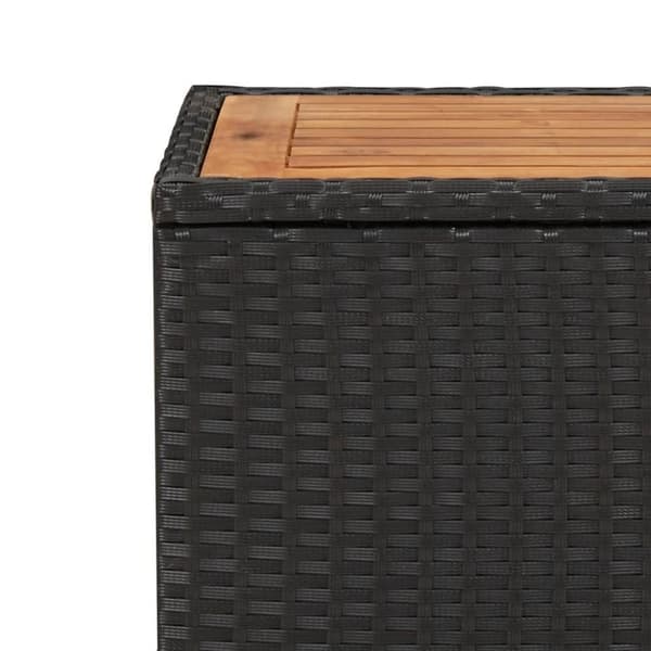 vidaXL tebord med træbordplade polyrattan og massivt akacietræ sort