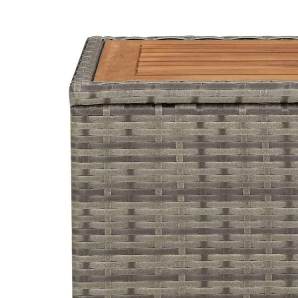 vidaXL havebord med træbordplade polyrattan og massivt akacietræ grå