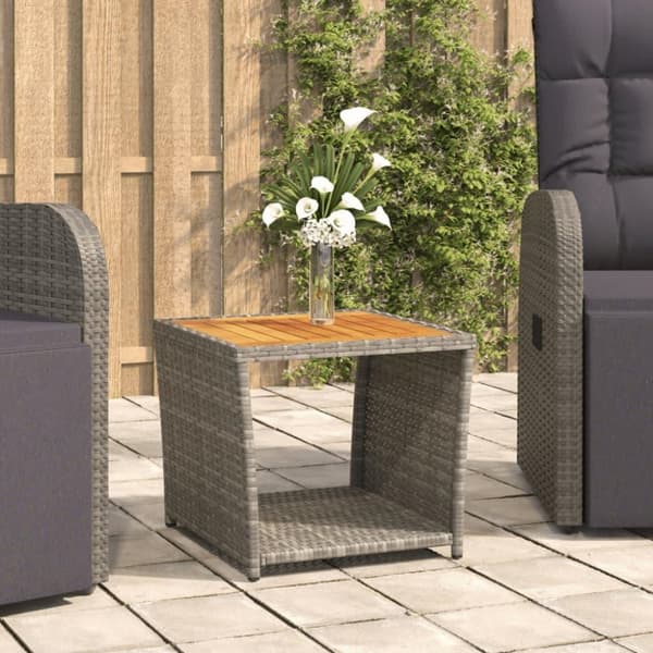 vidaXL havebord med træbordplade polyrattan og massivt akacietræ grå
