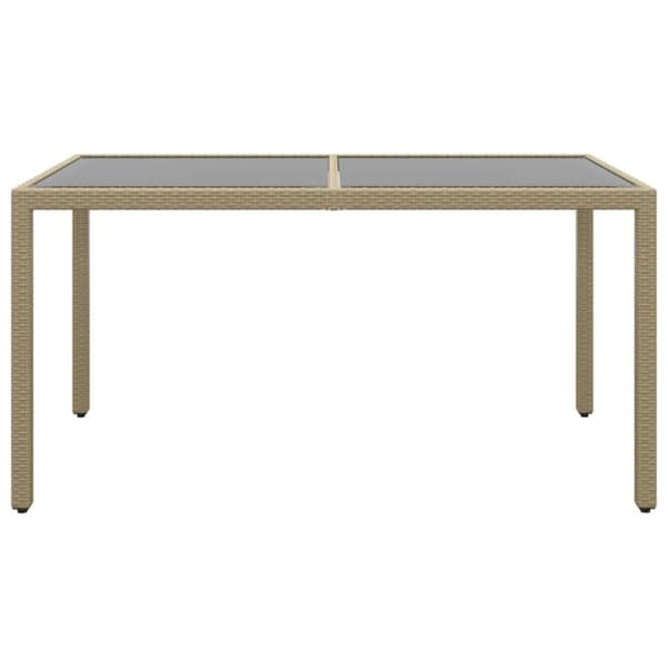 vidaXL Hagebord 150x90x75 cm herdet glass og polyrotting beige
