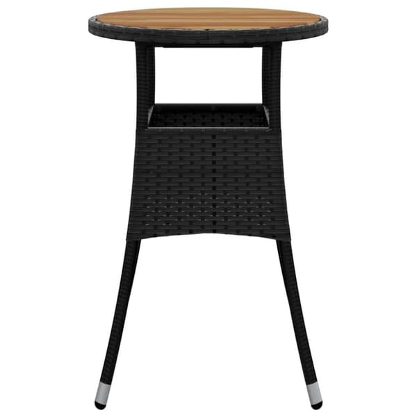 vidaXL Puutarhapöytä Ø60x75 cm akaasiapuu ja polyrottinki musta