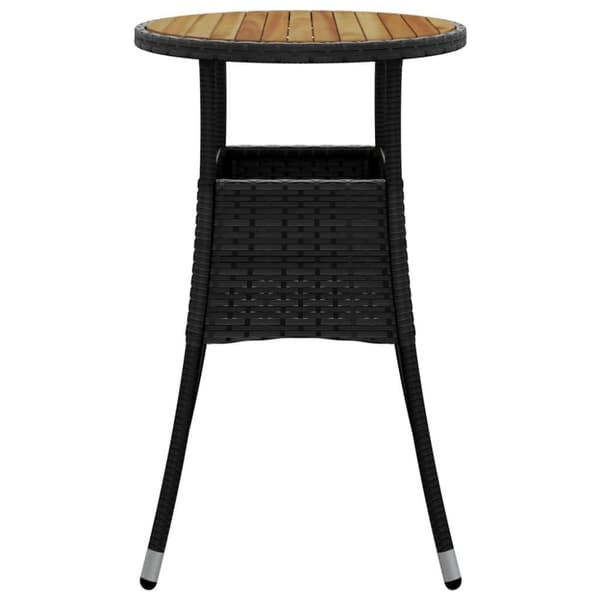 vidaXL Puutarhapöytä Ø60x75 cm akaasiapuu ja polyrottinki musta