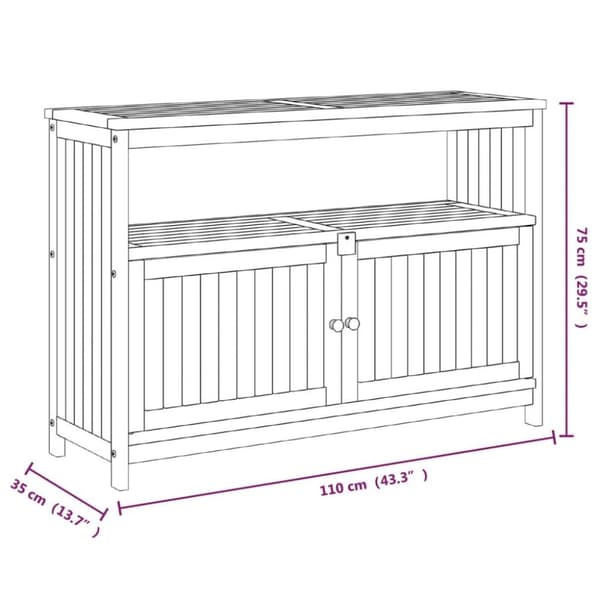 vidaXL Hagekonsollbord 110x35x75 cm heltre akasie