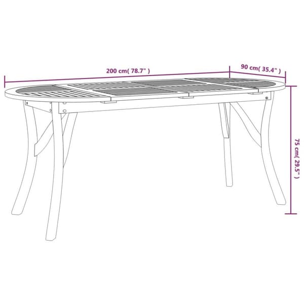 vidaXL Trädgårdsbord 200x90x75 cm massivt akaciaträ