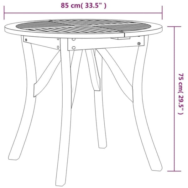 vidaXL Puutarhapöytä Ø 85 cm täysi akasiapuu