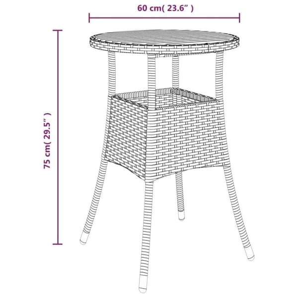 vidaXL havebord Ø60x75 cm akacietræ og polyrattan grå