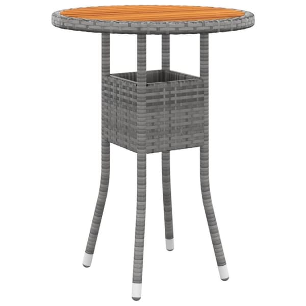 vidaXL havebord Ø60x75 cm akacietræ og polyrattan grå