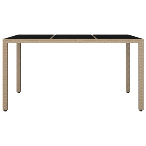 vidaXL havebord med glasbordplade polyrattan og hærdet glas beige