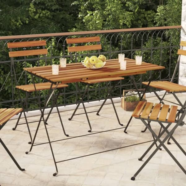 vidaXL Sammenleggbart bistrobord 100x54x71 cm heltre akasie og stål