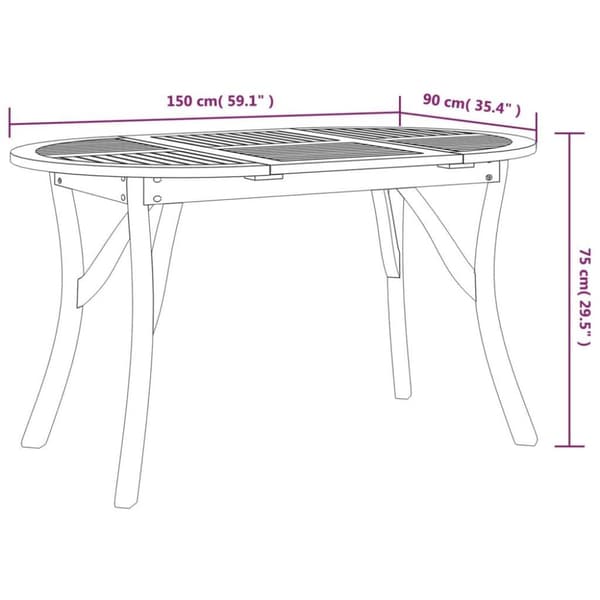 vidaXL Hagebord 150x90x75 cm heltre akasie