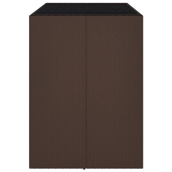 vidaXL Barbord med glassplate brun 145x80x110 cm polyrotting