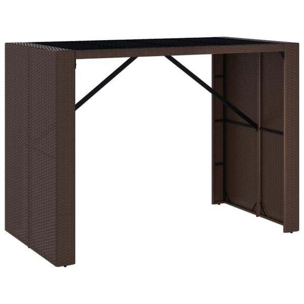 vidaXL Barbord med glassplate brun 145x80x110 cm polyrotting