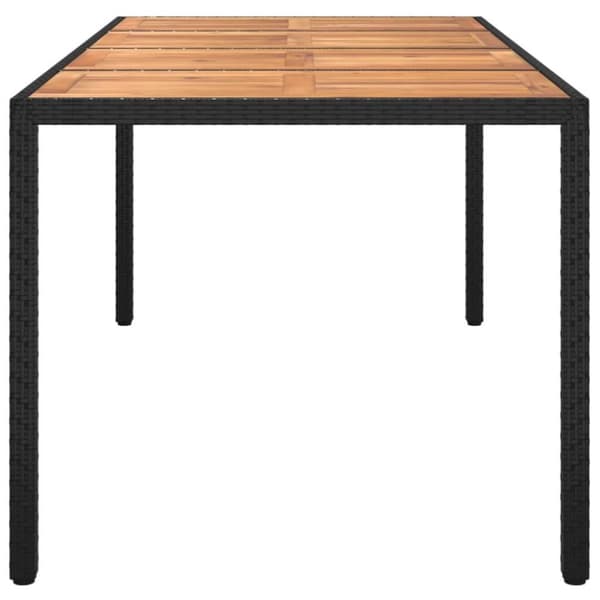 vidaXL Puutarhapöytä 190x90x75 cm polyrottinki ja akaasiapuu musta
