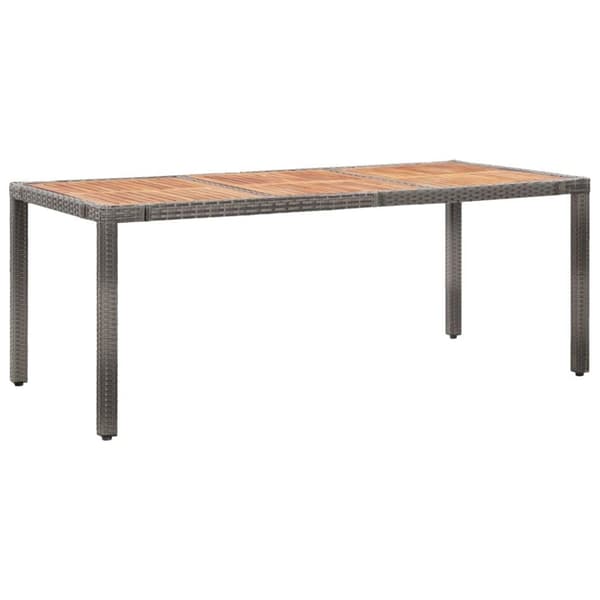 vidaXL havebord 190x90x75 cm polyrattan og akacietræ grå