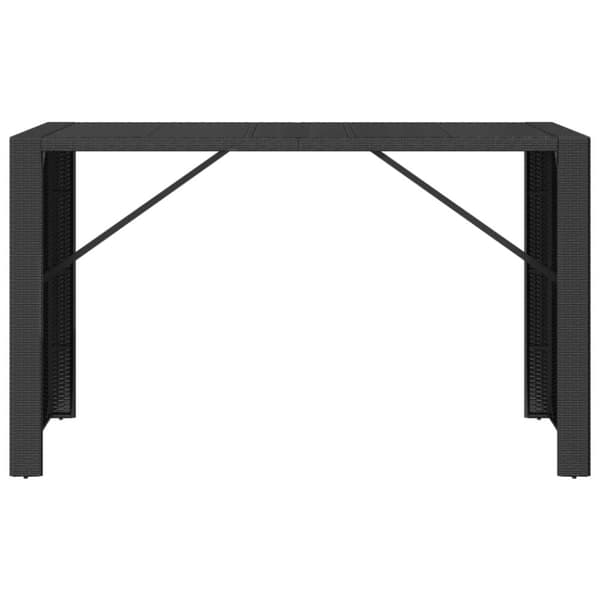 vidaXL barbord med glasplade 185x80x110 cm polyrattan sort